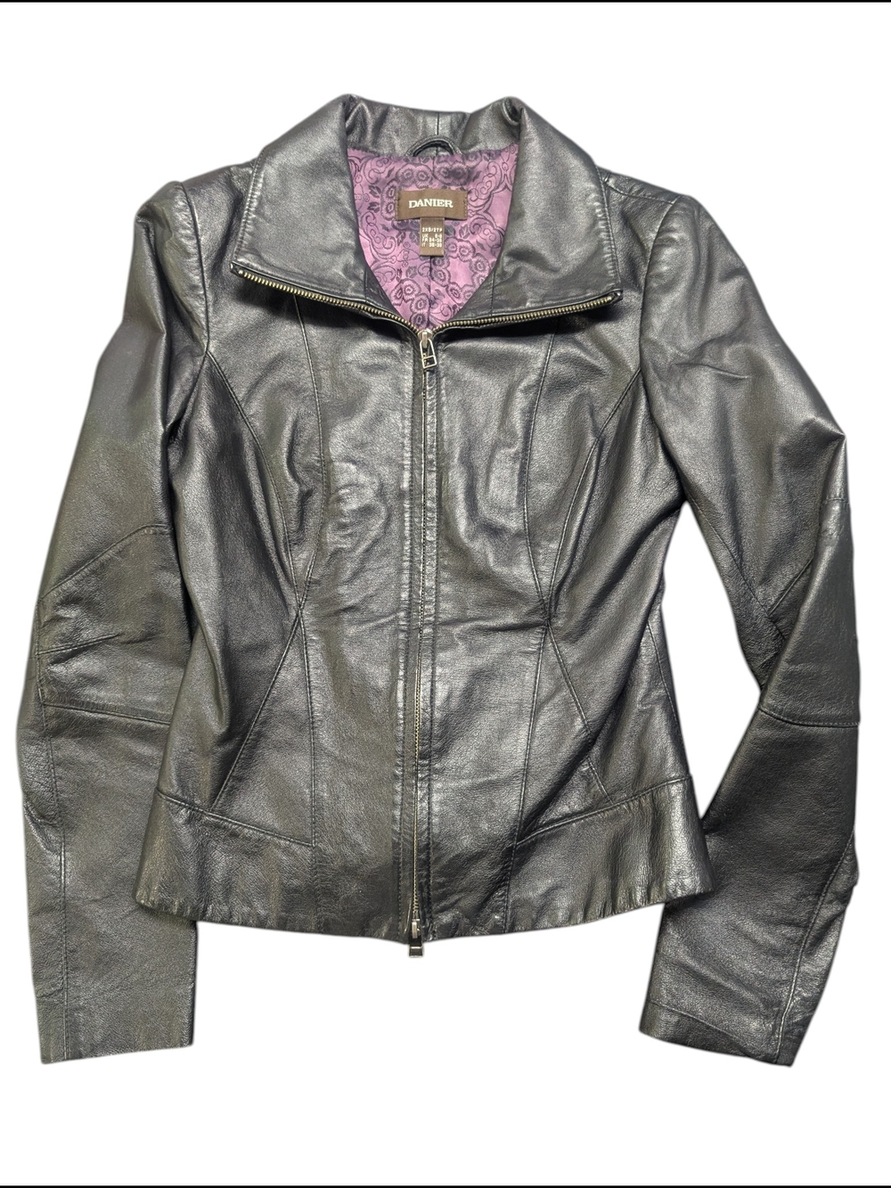 Danier Women's Black Leather Zip Front Jacket
